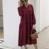 The Best Women Vintage Dress Autumn Boho Loose Long Sleeve Maxi Dress Ladies Holiday Party Kaftan Solid Long Shirt Dress Online - Hplify