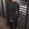 The Best Women Winter Long Sleeve Turtle Neck Sequined Jumper Knitwear Slim Mini Dress Bodycon Sexy Women Clothes Vestido Online - Hplify