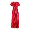 The Best Women Wrap Summer Boho Polka Dot Maxi Dress Casual Ladies Short Sleeve V Neck Holiday Beach Long Sundress Plus Size Online - Hplify