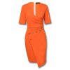 Women ruched surplice wrap bodycon dress Asymmetrical hem office lady sheath solid Elegant Dress summer dresses - Hplify