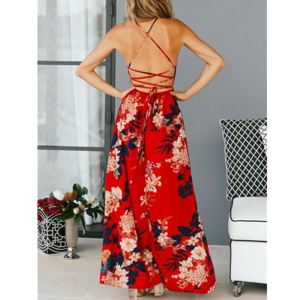 The Best Women's Floral Boho Sundress Long Dress Split Cocktail Party Beach Dress Elegant Holiday Party Long High Split Dress Online - Hplify