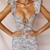 The Best Women's Floral V Neck Draped Bandage Mini Bodycon Dress Ladies Sexy Evening Party Dress Summer Holiday Sundress Online - Hplify