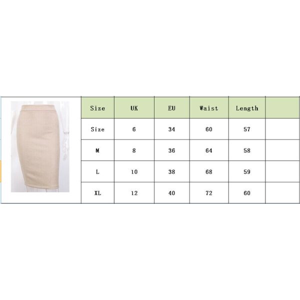 The Best Women's High Waisted Plain Jersey Summer Bodycon Tube Stretch Pencil Mini Skirt Office Ladies Casual Knee Length Skirt Online - Hplify