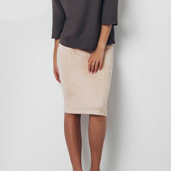 The Best Women's High Waisted Plain Jersey Summer Bodycon Tube Stretch Pencil Mini Skirt Office Ladies Casual Knee Length Skirt Online - Hplify