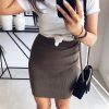 The Best Women's High Waisted Plain Sexy Summer Bodycon Tube Stretch Pencil Mini Skirt Retro Solid Slim Fit Knitted Skirt Online - Hplify
