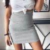 The Best Women's High Waisted Plain Sexy Summer Bodycon Tube Stretch Pencil Mini Skirt Retro Solid Slim Fit Knitted Skirt Online - Hplify