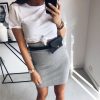 The Best Women's High Waisted Plain Sexy Summer Bodycon Tube Stretch Pencil Mini Skirt Retro Solid Slim Fit Knitted Skirt Online - Hplify