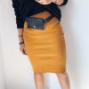 The Best Women's High Waisted Plain Sexy Summer Bodycon Tube Stretch Pencil Mini Skirt Retro Solid Slim Fit Knitted Skirt Online - Hplify