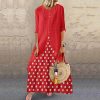 The Best Women's Holiday Loose Fake Two Ladies Summer Autumn Beach Long Sleeve Maxi Dresses Ladies Casual Polka Dot Sundress Online - Hplify
