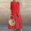 The Best Women's Holiday Loose Fake Two Ladies Summer Autumn Beach Long Sleeve Maxi Dresses Ladies Casual Polka Dot Sundress Online - Hplify