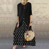 The Best Women's Holiday Loose Fake Two Ladies Summer Autumn Beach Long Sleeve Maxi Dresses Ladies Casual Polka Dot Sundress Online - Hplify