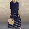 The Best Women's Holiday Loose Fake Two Ladies Summer Autumn Beach Long Sleeve Maxi Dresses Ladies Casual Polka Dot Sundress Online - Hplify