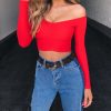The Best Women's Off Shoulder Shirt Crop Tops Sexy Ladies Holiday Long Sleeve Casual Tee Jumper Vest Cami Tank Top Online - Hplify