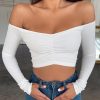 The Best Women's Off Shoulder Shirt Crop Tops Sexy Ladies Holiday Long Sleeve Casual Tee Jumper Vest Cami Tank Top Online - Hplify