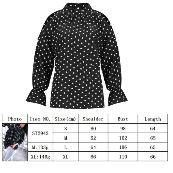 The Best Women's Ruffle Cold Shoulder Long Sleeve Polka Dot Crop Top Shirt Ladies Casual Party Loose Tops T-Shirt Top Online - Hplify