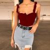The Best Women's Sexy Summer Beach Short Vest Tops Fashion Ladies Sleeveless Camisole Tank Casual Button Solid Short Tops New Online - Hplify