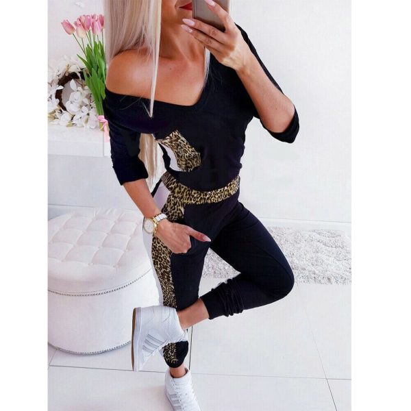The Best Women's Sexy V Neck Leopard Print Stretch Romper Fashion Ladies Bodycon Slim Autumn Long Jumpsuit Playsuit 2019 Online - Hplify