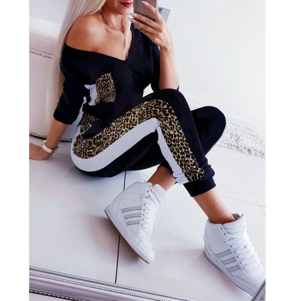 The Best Women's Sexy V Neck Leopard Print Stretch Romper Fashion Ladies Bodycon Slim Autumn Long Jumpsuit Playsuit 2019 Online - Hplify