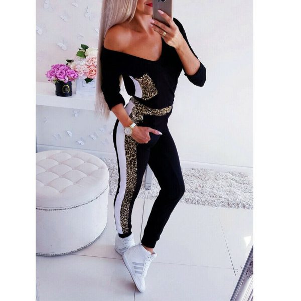 The Best Women's Sexy V Neck Leopard Print Stretch Romper Fashion Ladies Bodycon Slim Autumn Long Jumpsuit Playsuit 2019 Online - Hplify