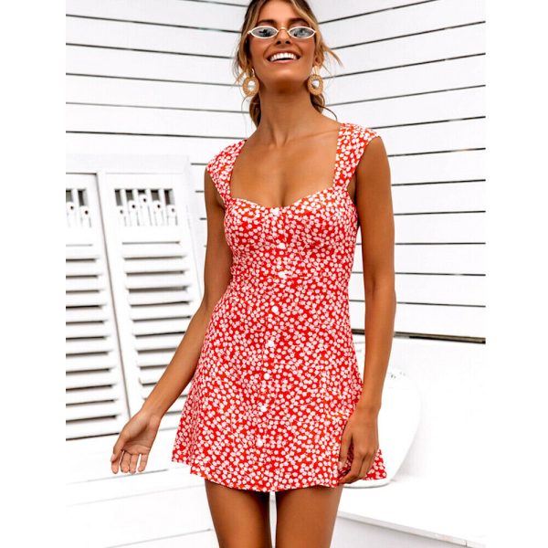 The Best Women's Summer Boho Floral Bodycon Sleeveless Mini Dress Fashion Ladies Holiday Casual Beach Short Sundress New Online - Hplify