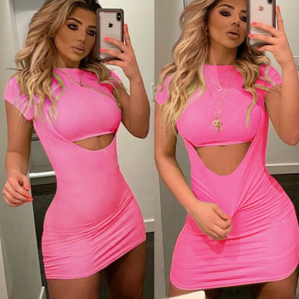 The Best Women's Summer Short Sleeve Slim Bodycon Short Dress Fashion Ladies Solid Casual Party Evening Beach Mini Dress Sundress Online - Hplify