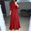 Women shirt dress Sexy slim single breasted turn-down collar A-line long dress High waist pleated wrap dresses maxi vestido - Hplify