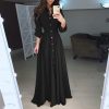 Women shirt dress Sexy slim single breasted turn-down collar A-line long dress High waist pleated wrap dresses maxi vestido - Hplify