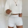Women shorts 2 Piece Set Fluffy Crop Top + Shorts Set - Hplify