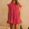 Women Casual Ruffle O Neck Short Sleeve Dress - Hplify