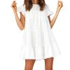 Women Casual Ruffle O Neck Short Sleeve Dress - Hplify