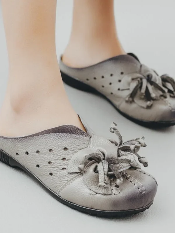 Alternative view of Cow Leather Sandals Slippers Personality Flower Women Fashion Shoes