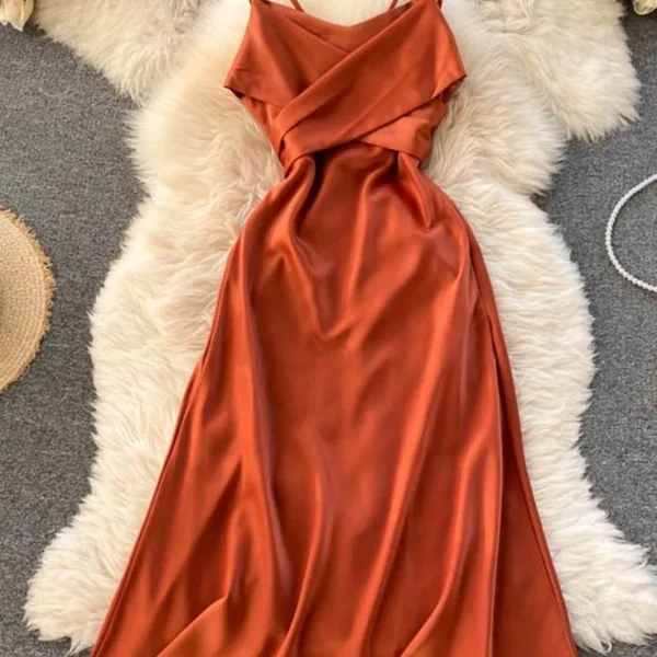 Alternative view of Cross V-Neck Cute Satin Short A Line Party Dress