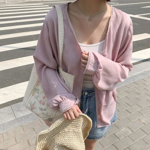 The Best Autumn long sleeve blouses womens sun protection cardigans Online - Hplify