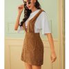 The Best Autumn Winter Women Double Pocket Corduroy Suspender Skirt Ladies Casual Frill Ruffle Elastic High Waist Skirt Online - Hplify