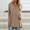 The Best Autumn Women Ladies Tee Shirt Loose Blouse V-neck Shirt Long Sleeve Casual Jumper Pullover Tops Plus Size L-5XL Online - Hplify