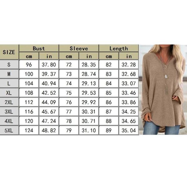 The Best Autumn Women Ladies Tee Shirt Loose Blouse V-neck Shirt Long Sleeve Casual Jumper Pullover Tops Plus Size L-5XL Online - Hplify