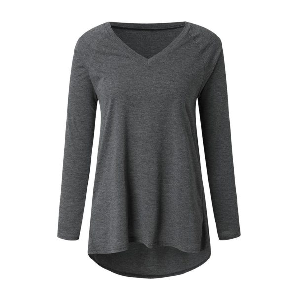 The Best Autumn Women Ladies Tee Shirt Loose Blouse V-neck Shirt Long Sleeve Casual Jumper Pullover Tops Plus Size L-5XL Online - Hplify