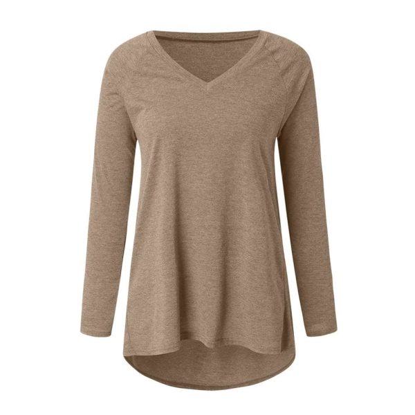 The Best Autumn Women Ladies Tee Shirt Loose Blouse V-neck Shirt Long Sleeve Casual Jumper Pullover Tops Plus Size L-5XL Online - Hplify