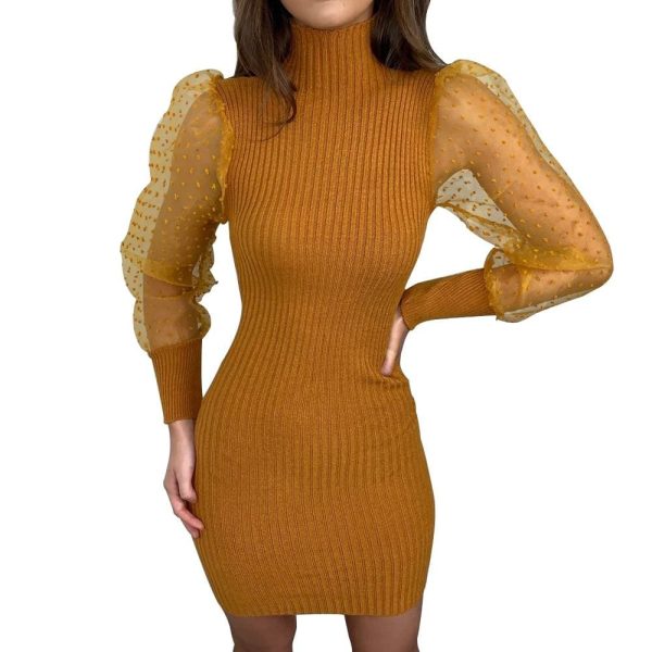 The Best Black Mesh Sheer Long Sleeve Sheer Bodycon Elegant Polka Dots Dress Women 2020 Spring Slim Fit Mini Party Office Ladies Dresses Online - Hplify