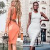The Best Bodycon Dress Women Sexy Bandage Side Hollow Out Package Hip Gown Dress Ladies Club Party Slim Short Mini Dress Online - Hplify