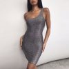 The Best Bodycon Dress Women Sexy Shinny One Shoulder Sleeveless Short Mini Dresses Package Hip Slim Fit Ladies Casual Dress Online - Hplify