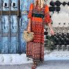 The Best Bohemian Women Summer Maxi Loose Dress Sleeveless Vintage Floral Print Deep V Neck Party Casual Beach Dress Sundress Online - Hplify