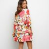 The Best Boho Beach Summer Flower Sundress Women Long Sleeve Ruffles Floral Mini Dress Elegant Ladies Evening Party Club Dames Dresses Online - Hplify