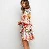 The Best Boho Beach Summer Flower Sundress Women Long Sleeve Ruffles Floral Mini Dress Elegant Ladies Evening Party Club Dames Dresses Online - Hplify