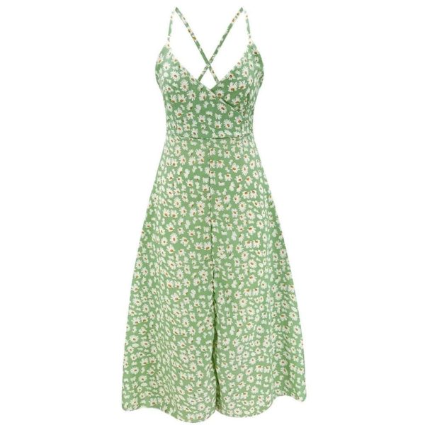 The Best Boho Print Maxi Dress Sleeveless Evening Party Beach Dress V-Neck Sundress Backless Online - Hplify