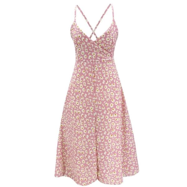 The Best Boho Print Maxi Dress Sleeveless Evening Party Beach Dress V-Neck Sundress Backless Online - Hplify