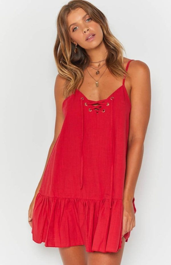 The Best Boho Solid Sleeveless Mini Dress Ladies Beach Holiday Loose Dress Online - Hplify