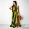 The Best Boho Women Maxi Dress Ladies Casual Sleeveless Halter Neck Floral Fashion Summer Beach Party Long Sundress Online - Hplify