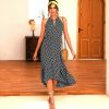 The Best Boho Women Summer Holiday Polka Dot Ruffle Dress Fashion Ladies Sleeveless Halter Neck Casual Dress Sundress Online - Hplify