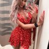 The Best Boho Women Summer Polka Dot Short Sleeve Deep V Neck Mini Dress Party Beach Holiday Sweet Ruffles Sundress Online - Hplify